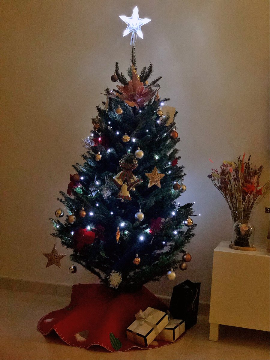 kathiemine's tweet photo. We went all the way to Al Warsan just to buy a fresh Christmas (pine) tree. Worth it… ang bango ng bahay… amoy pasko na talaga… putting up our Christmas tree every year is therapeutic for me… #mymasterpiece cc:@chiekynini https://t.co/spvECztbF4