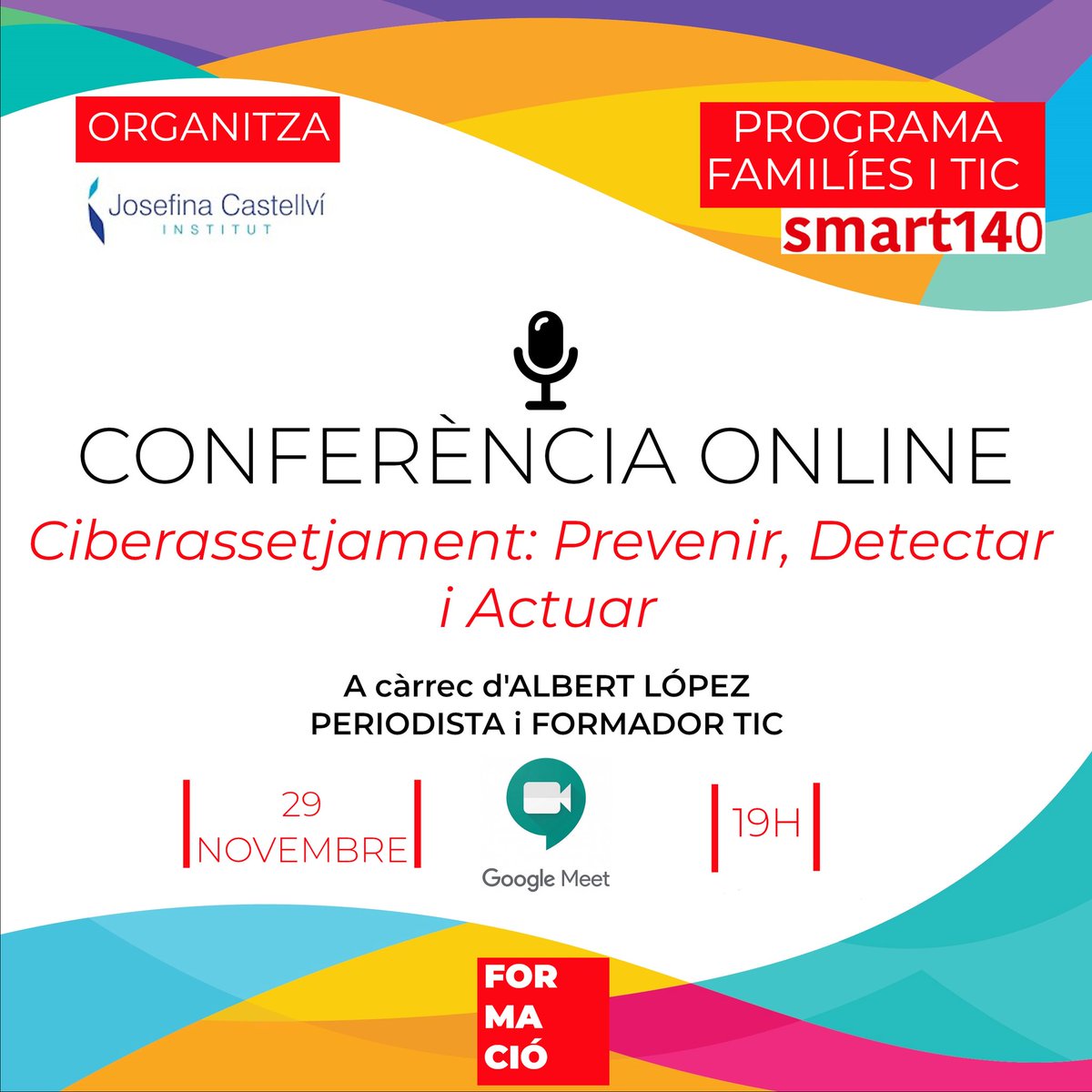 INS_J_Castellvi's tweet image. Formació per a families. Com prevenir, detectar i abordar el ciberassetjament a casa?
El dilluns families de 1r i 2n d'ESO van participar en una interessant conferència. 
Agraïments a totes elles.
El proper dia 13, Ciberaddicció.
Us hi esperem de nou!
Millorem plegats!
#POEFA