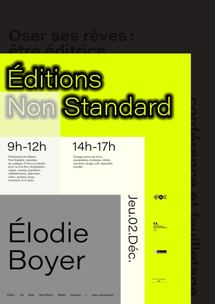 Demain, nous accueillons Élodie Boyer pour une journée de découverte des <a href="/EdNonStandard/">Non Standard</a> ! 
Programme complet → fb.me/e/1lWsAbJWu