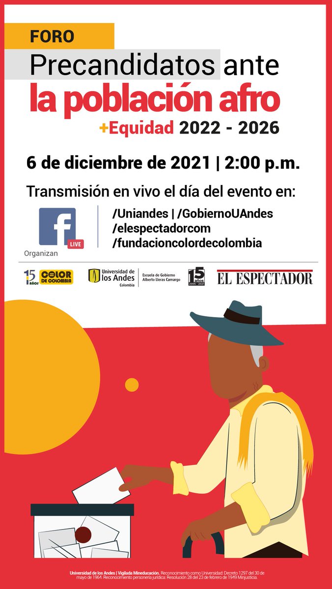 ColordeColombia's tweet photo. 📌Se realizará en la Universidad de los Andes, este lunes 06 de diciembre, y se transmitirá por las redes de los organizadores: El Espectador, Fundación Color de Colombia  y  Escuela de Gobierno Alberto Lleras Camargo.⬇️
https://t.co/RafJx9i1Qz https://t.co/gLmytLHY4T