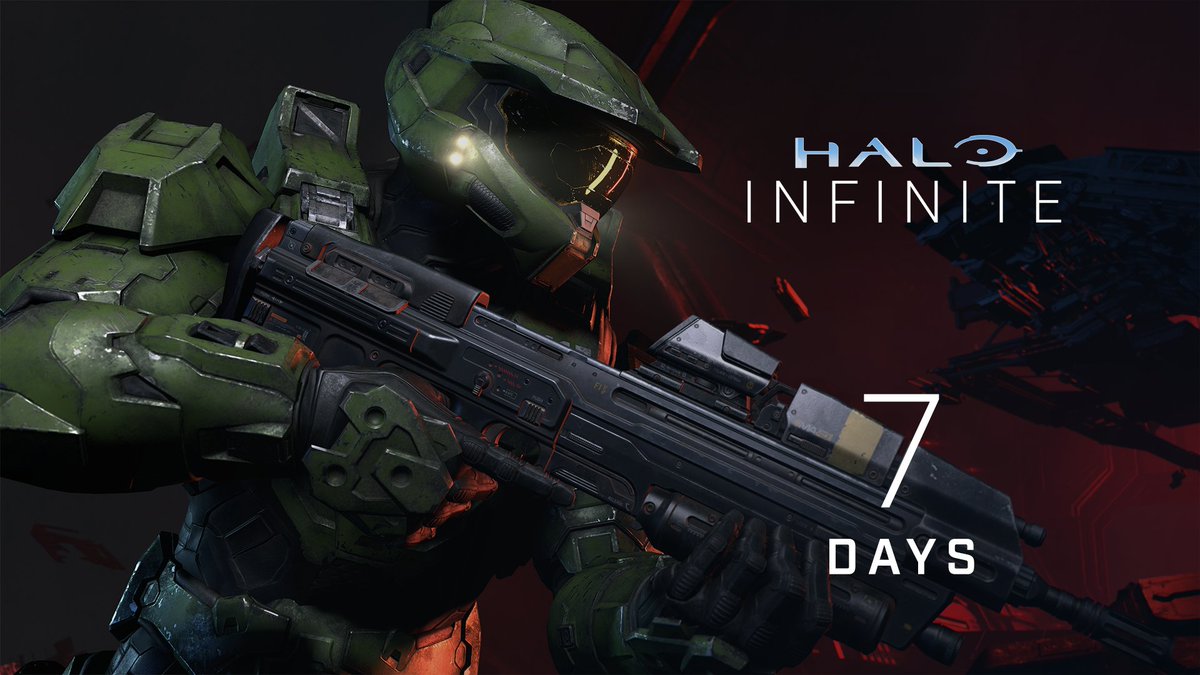 Halo's tweet photo. In just 7 days, it's time to face the dangers of Zeta Halo.

Are you ready? #HaloInfinite

♾️ https://t.co/WUyHTqGHWZ https://t.co/KA0PhZBs1S
