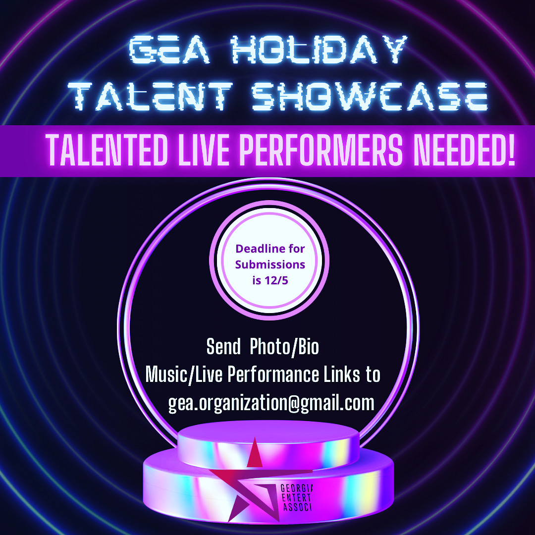 GeorgiaEntAssoc's tweet photo. GEA is looking for you! All genres welcome Send Photo/Bio
Music/Live Performance Links to
gea.organization@gmail.com https://t.co/ikmatwukZ2
