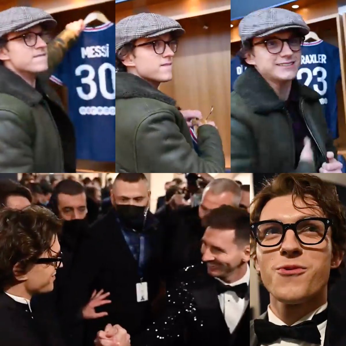 Tom Holland entró al vestuario del PSG y, de inmediato, fue a 'robarse' la camiseta de Lionel Messi. Luego, tras conocerlo en la gala del Balón de Oro, no pudo ocultar su emoción. Lo que genera Lionel Messi. Ídolo entre ídolos. EL HÉROE DE LOS HÉROES.