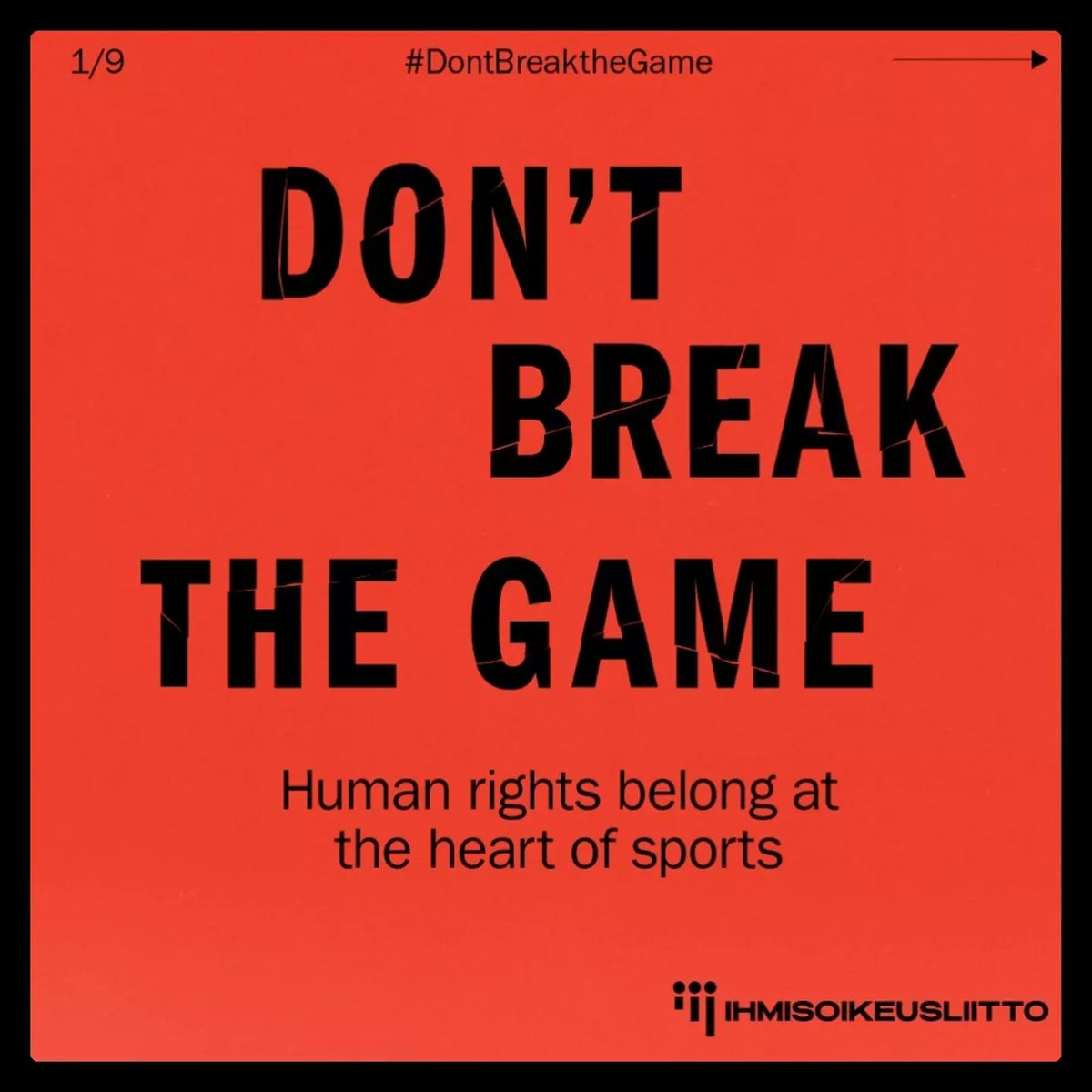 The “Don’t break the game” campaign by @ihmisoikeus boldly highlights human rights issues in sport in Finland.  
As a junior footballer I want to make sure that the human rights belong also at the heart of football.❤⚽️
#DontBreaktheGame #junnufutis #ÄläRikoUrheilua #HumanRights