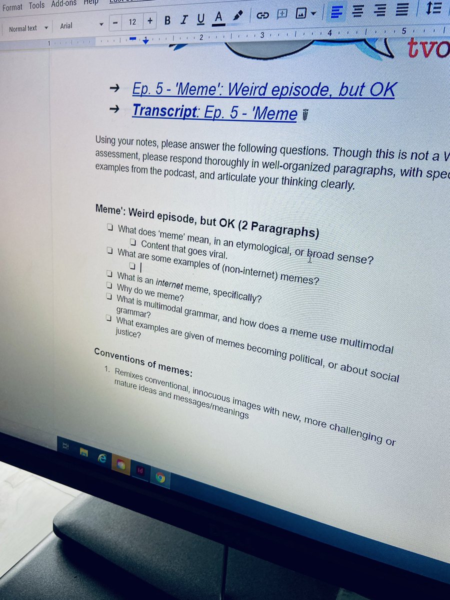 GlenBarbeau's tweet photo. Starting to explore Media, with @tvo #WordBomb episode on #Memes! Great start, and the transcript was a great resource too! @tdsb https://t.co/msjb5CIJHN