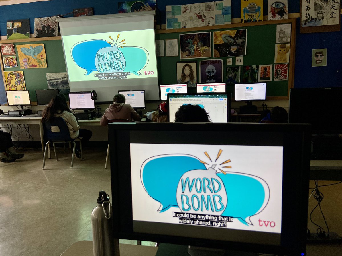 GlenBarbeau's tweet photo. Starting to explore Media, with @tvo #WordBomb episode on #Memes! Great start, and the transcript was a great resource too! @tdsb https://t.co/msjb5CIJHN