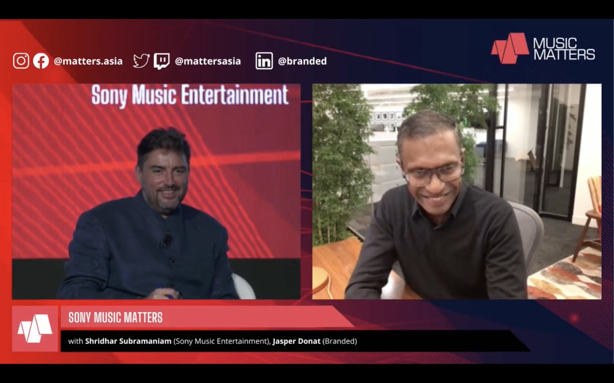 Life at Sony Music (@lifeatsonymusic) on Twitter photo .<a href="/shridhars/">Shridhar Subramaniam</a>, President of Corporate Strategy & Market Development for Sony Music Asia, recently sat down with <a href="/jasperdonat/">Jasper Donat</a> at <a href="/mattersasia/">All That Matters</a>, one of Asia’s most influential conferences in the music industry. #Matters21 .<a href="/shridhars/">Shridhar Subramaniam</a>, President of Corporate Strategy & Market Development for Sony Music Asia, recently sat down with <a href="/jasperdonat/">Jasper Donat</a> at <a href="/mattersasia/">All That Matters</a>, one of Asia’s most influential conferences in the music industry. #Matters21