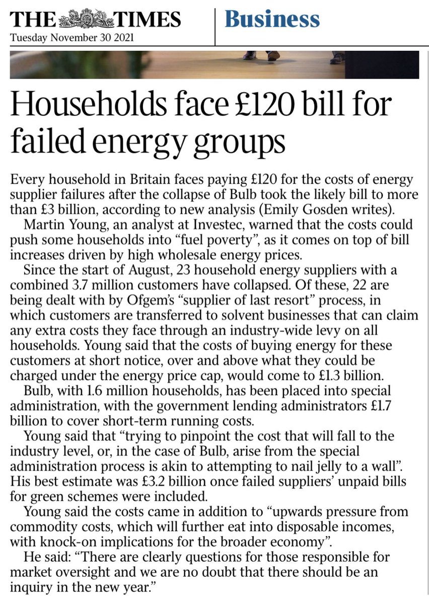paullewismoney's tweet photo. We will all pay the cost of the broken energy market. And by adding the cost to energy bills rather than paying it from taxes, low income households will bear a disproportionate share of it. https://t.co/GTGY9yPPoy