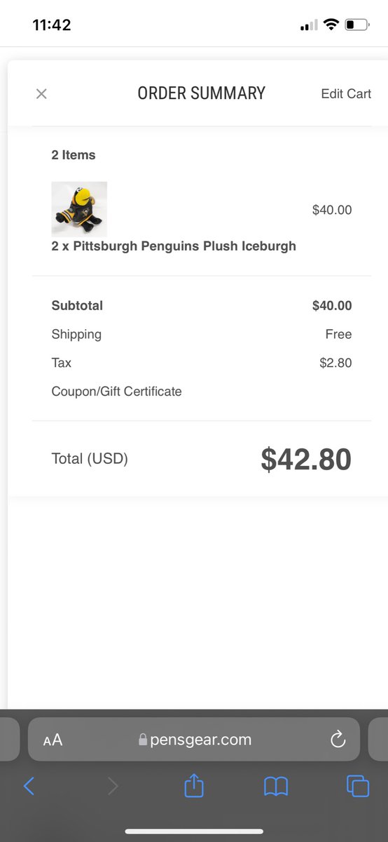 FDurso13's tweet photo. @PensGear @PensGear and the only way shipping came up as free instead of $9 was when I opted for in-store pickup instead. https://t.co/ypiiPFZWzd