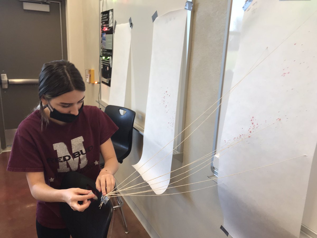 It’s awesome when a student becomes so intrigued with a lesson in your class that they are willing to come in and do extra work. She may have found her calling in life. Forensic Science Investigator. Blood spatter technique. #redbud132 #Forensics
