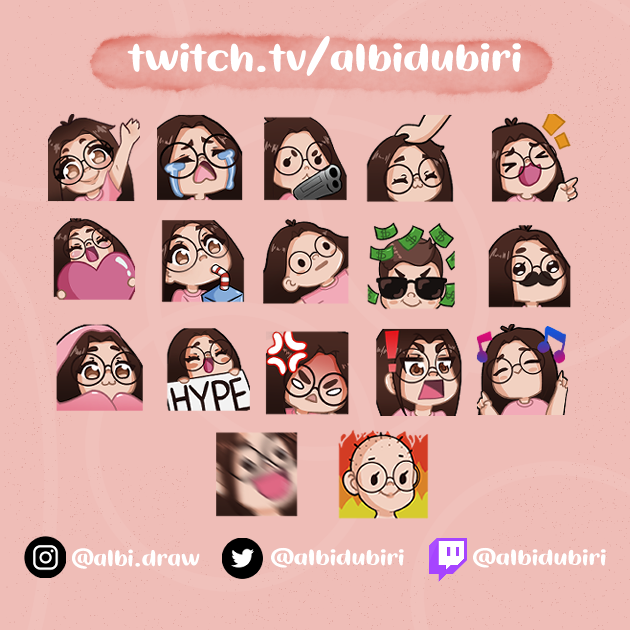 AlbiDubiri's tweet photo. Estos son algunos trabajos que he hecho de canales de twitch.🥰

#TwitchStreamers #emoteartist #emotes #artista  #commissionsopen https://t.co/F9bicrq8Rx