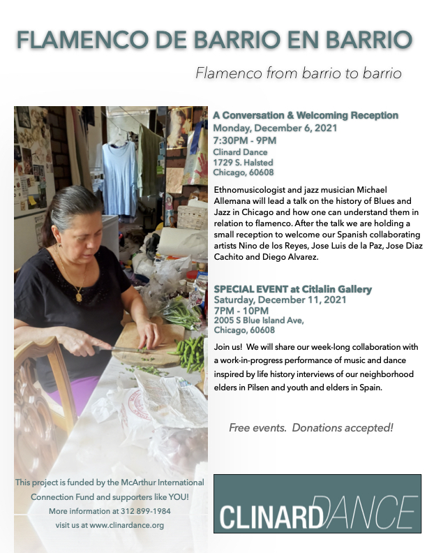 Save the dates! Please join us for two wonderful events coming your way next week!#chicagoflamenco,#ifcitiescoulddance,#pilsenevents,#citlalingallery,#flamencodancer,#flamencoguitar