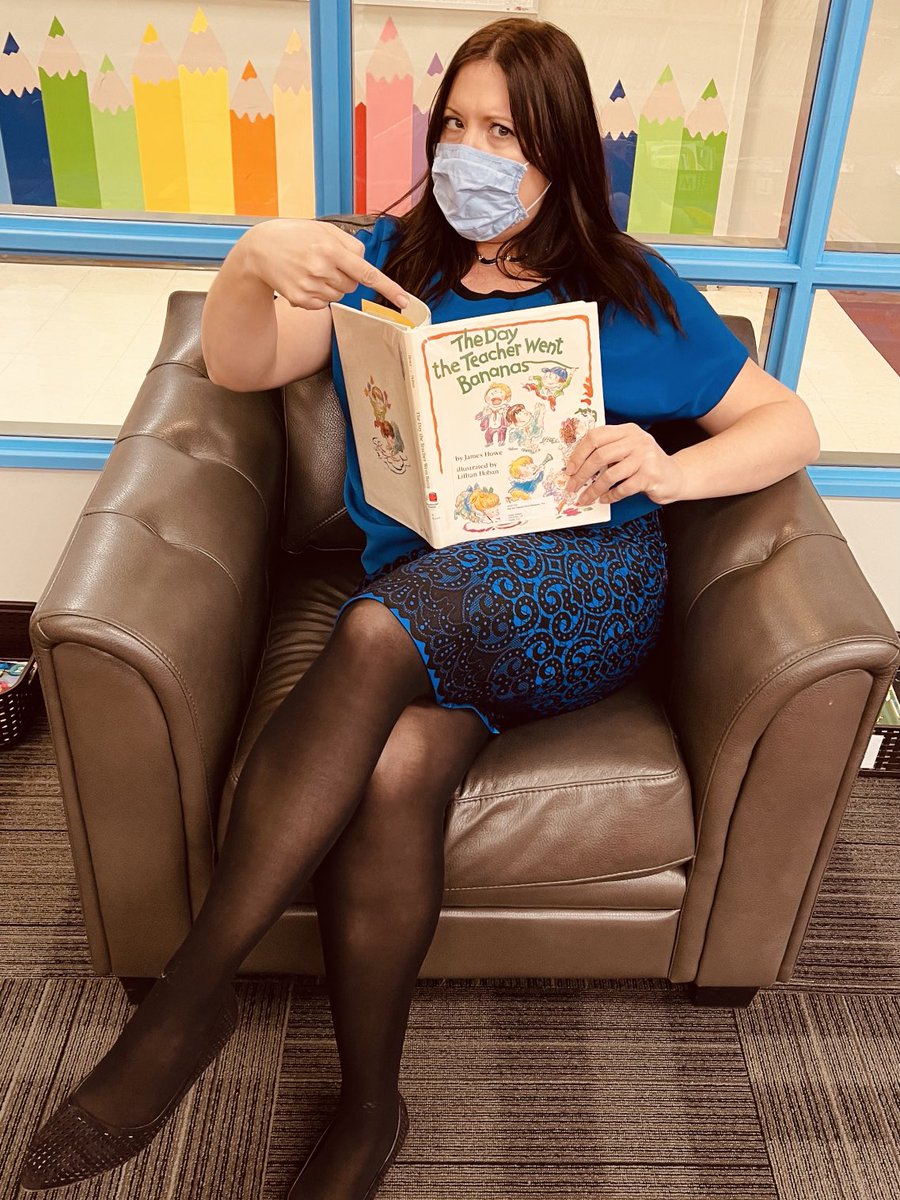 MsKlath's tweet photo. I found my unauthorized autobiography… ⁦I expect retroactive royalties. Great books make our day at school. Author #JamesHowe #thedaytheteacherwentbananas ⁦@DrClarkSchool⁩ #fmpsd #libraryday #workisfun https://t.co/kp4aRHODvt