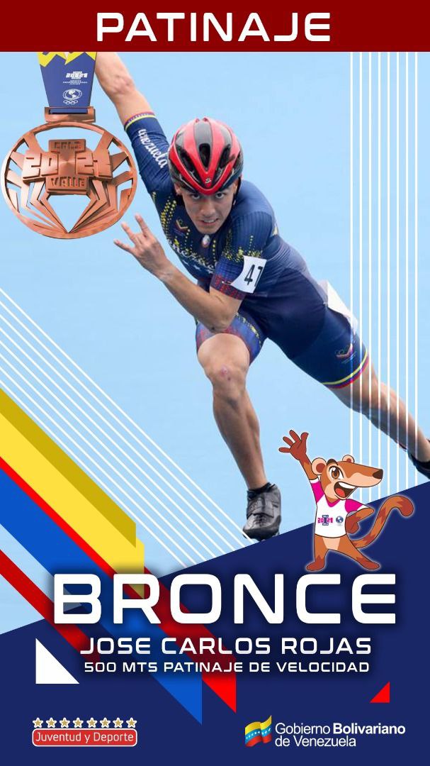 Nuestro José Carlos Rojas 🇻🇪 consigue otra medalla de Bronce  🥉 en 500m en Patinaje de Velocidad 🛼 en los Juegos Panamericanos Juveniles en Cali 

¡Muy bien José! Felicitaciones 👏

#LlegóDiciembre