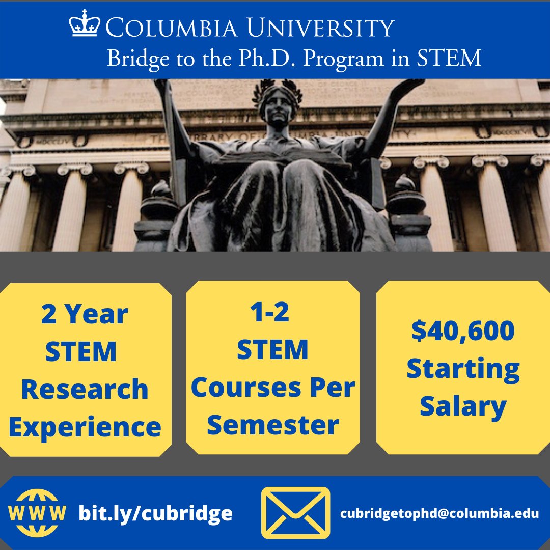 CU Bridge to PhD (@cubridgephd) on Twitter photo (Please RT) Interested in funded post-baccalaureate opportunities in STEM?!!! Sign up for an upcoming info session (bit.ly/cubridgeinfo22).
.
#minoritiesinstem #diversityinstem #representationmatters @cientificolatino <a href="/blkingradschool/">Blk + In Grad School</a> #hbcu #stemeducation #highereducation (Please RT) Interested in funded post-baccalaureate opportunities in STEM?!!! Sign up for an upcoming info session (bit.ly/cubridgeinfo22).
.
#minoritiesinstem #diversityinstem #representationmatters @cientificolatino <a href="/blkingradschool/">Blk + In Grad School</a> #hbcu #stemeducation #highereducation