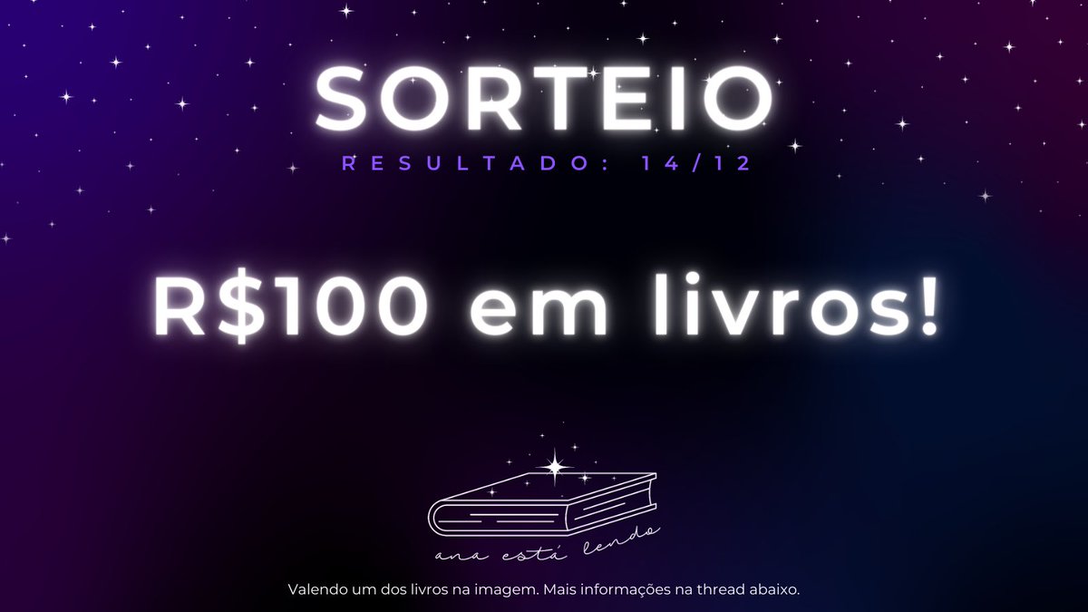 anaestalendo's tweet image. 🚨 SORTEIO 🚨

🎁 Valendo: R$100 em livros da sua wishlist! 

📌 Regras: 
- Me seguir (@anaestalendo) aqui e no bookgram (instagram.com/invisibleana/)
- Da RT sem citar! 

Resultado: 14/12

Boa sorte 🍀