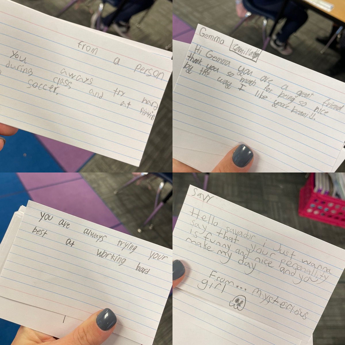 EricaTrick's tweet photo. We’ve started each day with compliments to our classmates this week! #kindnessmatters #relationshipsmatter @tresanguianos https://t.co/baMCtSUnCK