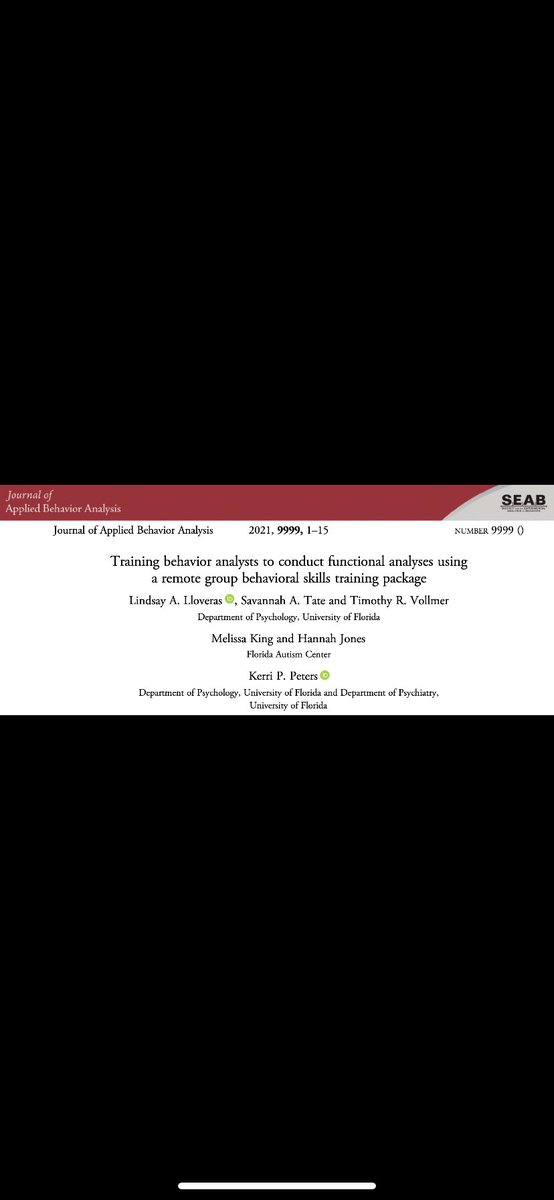 VollmerLab's tweet photo. Congratulations to Lindsay Lloveras and colleagues on their recent JABA publication! You can check this out in early view. https://t.co/AGmq57Gcam
