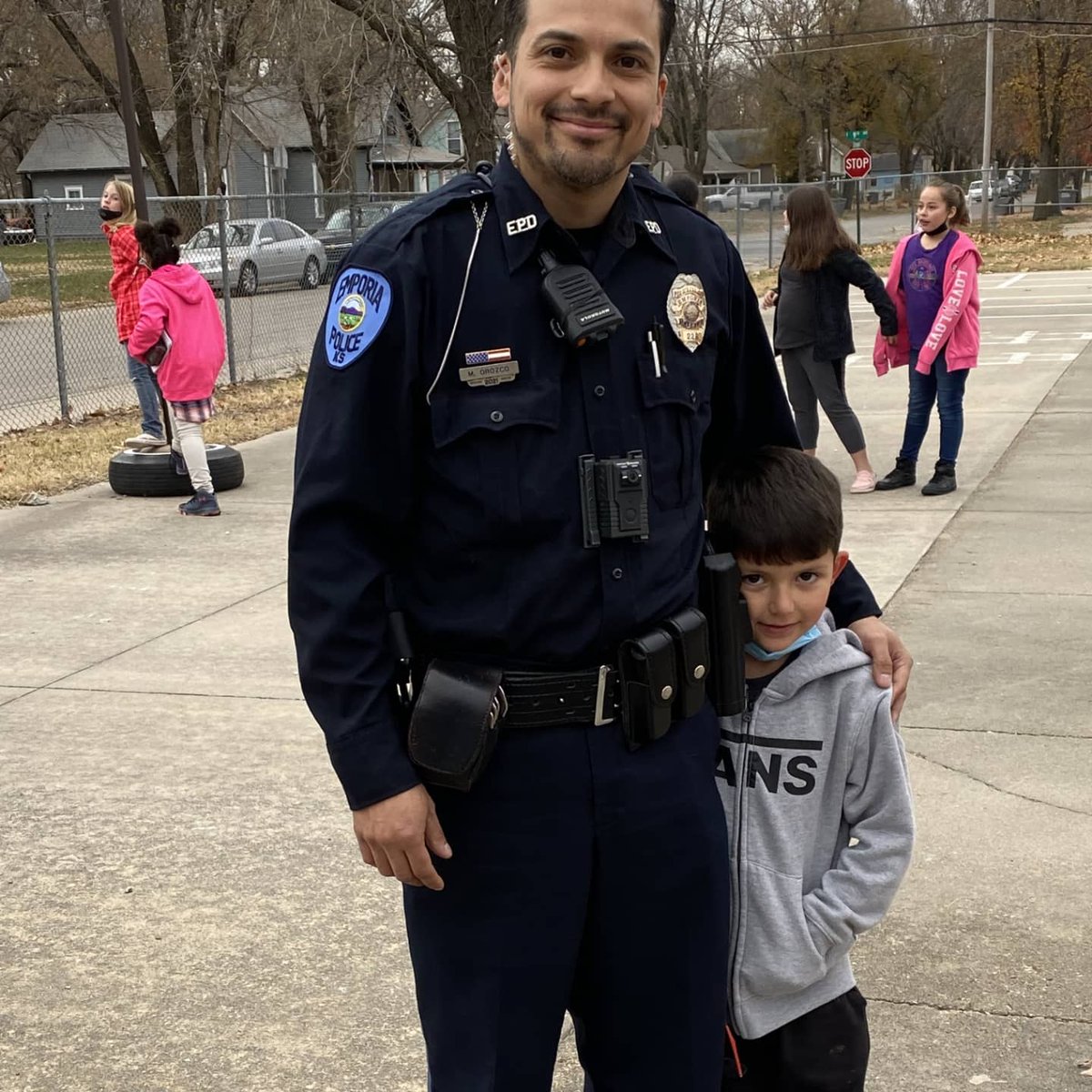 Officers Arnold and Orozco from the Emporia Police Department said high to some William Allen White students.