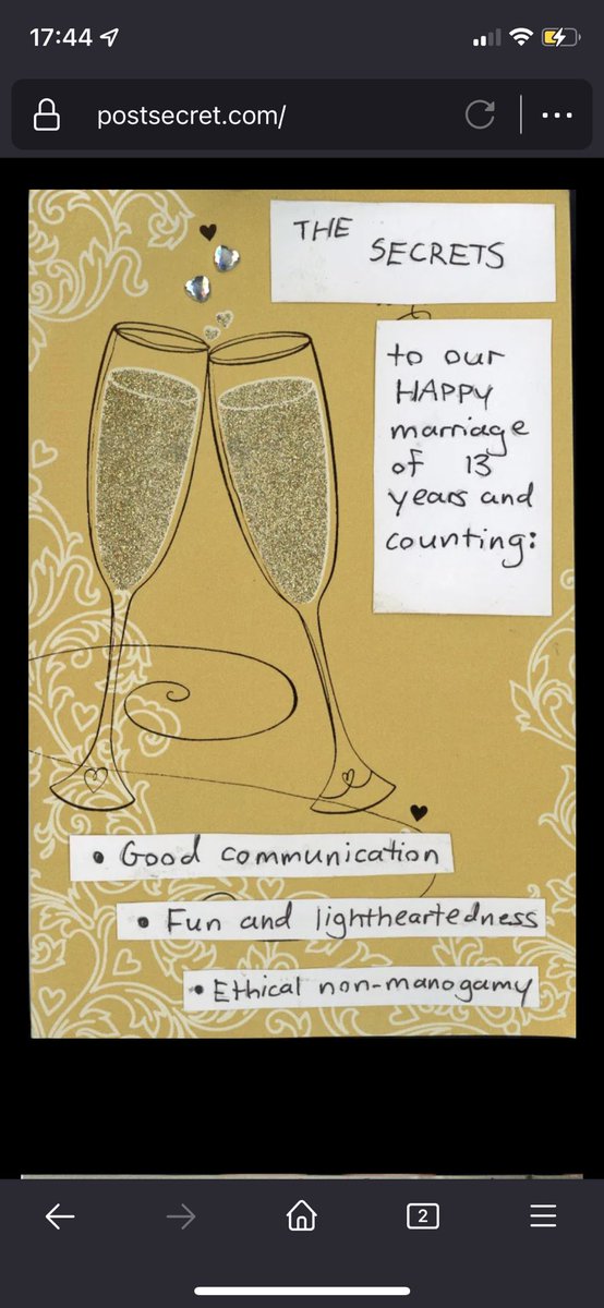 synfulladies's tweet photo. Love seeing this secret from https://t.co/bxMzLVF5d6!! #enm #polyam #postsecret #polyamory #communication #synfulladies #PodcastRecommendations https://t.co/yAoqijBI1I