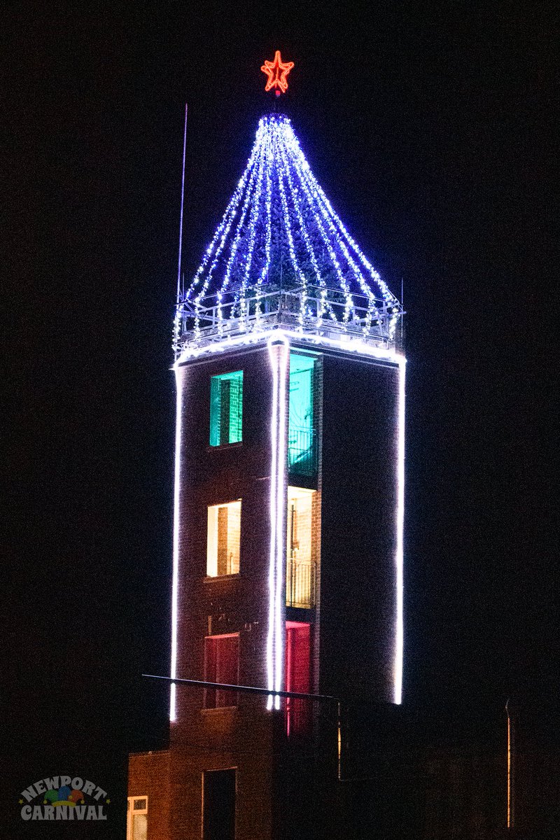 NewportCarn's tweet photo. 🎅 @BlueWatchHIWFRS have done it again, the drill tower looks fabulous, well done all! The Christmas season can now officially start! 

@HantsIOW_fire https://t.co/3U7wFWuF9K