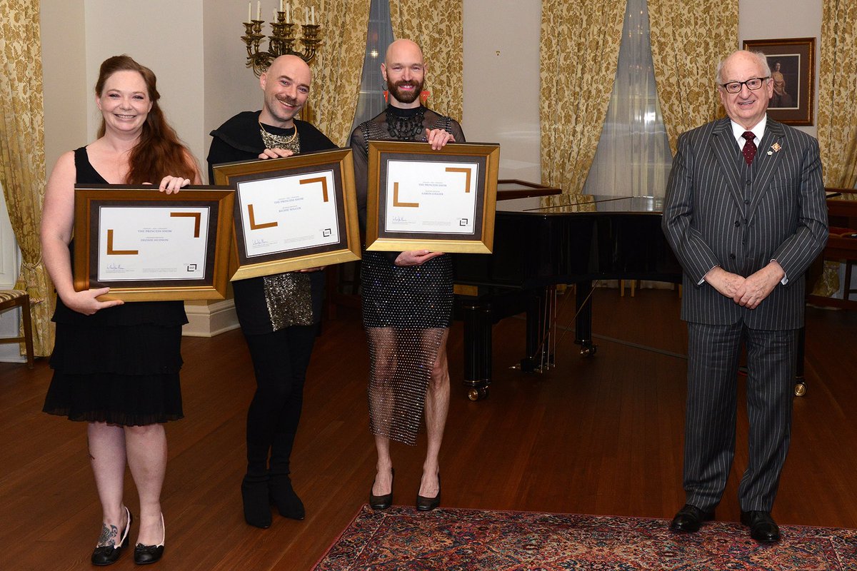 LtGovNS's tweet photo. LtGov Arthur LeBlanc as Patron of the Masterworks Arts Award, recognize the four finalist works: Aaron Collier, Deonie Hudson and Richie Wilcox “The Princess Show;” John Greer “The Sirens’ Calling;” Neil Forrest “Poros” and Alexander MacLeod and Andrew Steves “Lagomorph..” 1/2 https://t.co/LE9rSp8p4S
