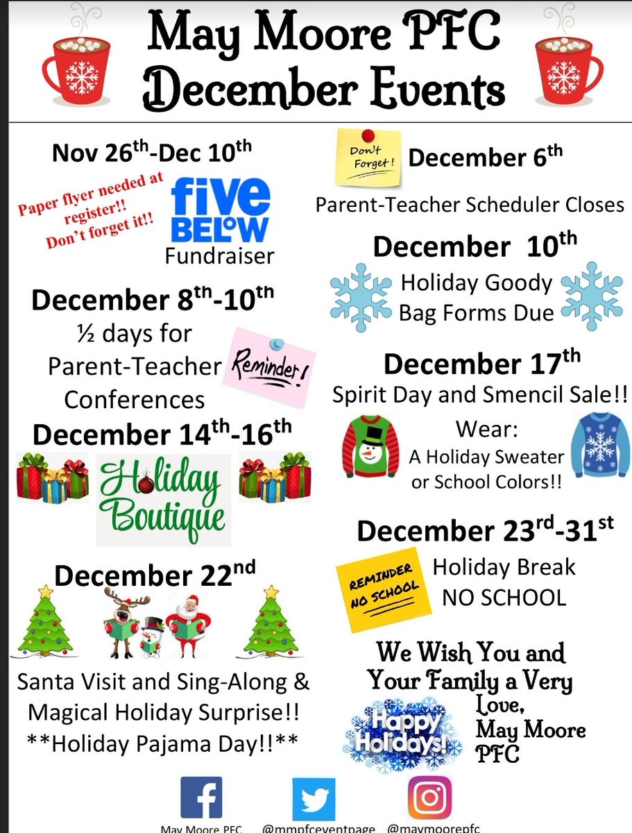 Cannot believe how quickly the last few months have gone by and 2021 is coming to an end!  

Here are December's important dates! ❄⛄