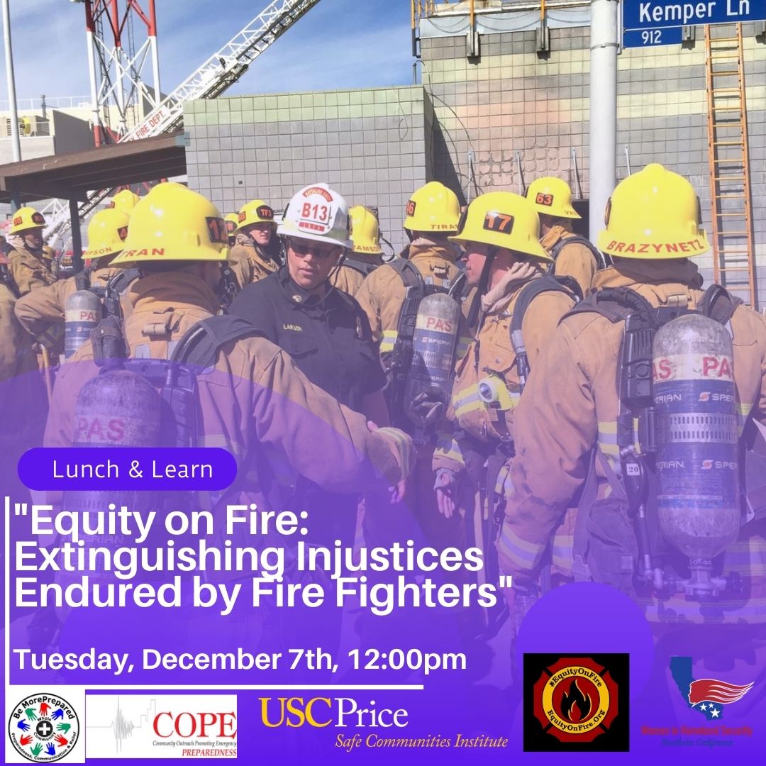 ca_whs's tweet photo. On Tuesday, Dec. 7th, spend your lunch hour with #WHSSoCal, @SCI_USC_Price and @EquityonFire as we challenge the historically skewed professional archetype of fire fighters.

The conversation is sure to be 🔥.

https://t.co/SqlpUVXrYY https://t.co/ThpZuHs0Cb