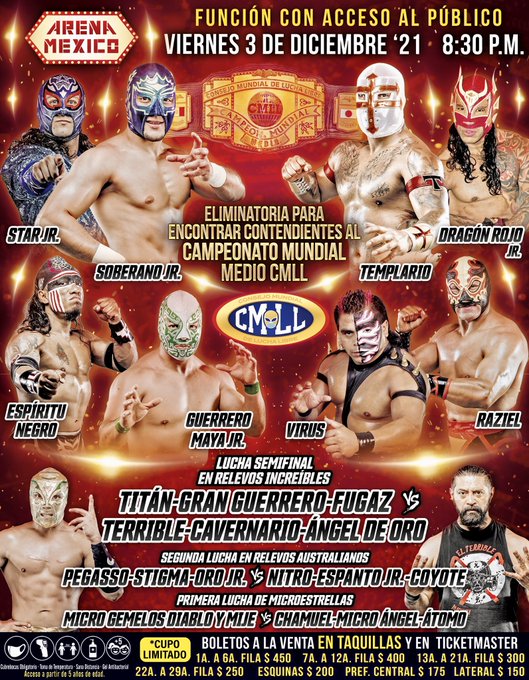 CMLL Definidos los aspirantes al Campeonato Mundial Medio CMLL