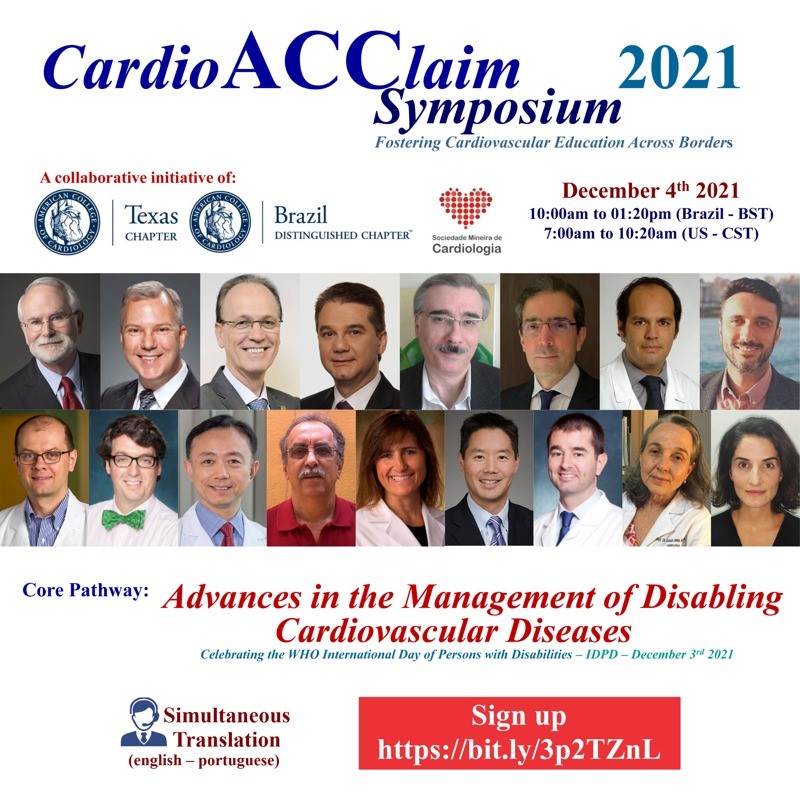 Texas Chapter - ACC (@txchapteracc) on Twitter photo We're looking forward to Saturday's webinar with the ACC Brazil Chapter and <a href="/smcminasgerais/">Sociedade Mineira de Cardiologia</a>! We hope you'll join us to discuss Advances in the Management of Disabling Cardiovascular Diseases in honor of #IPDP.
๐จSign up here: bit.ly/3p2TZnL We're looking forward to Saturday's webinar with the ACC Brazil Chapter and <a href="/smcminasgerais/">Sociedade Mineira de Cardiologia</a>! We hope you'll join us to discuss Advances in the Management of Disabling Cardiovascular Diseases in honor of #IPDP.
๐จSign up here: bit.ly/3p2TZnL