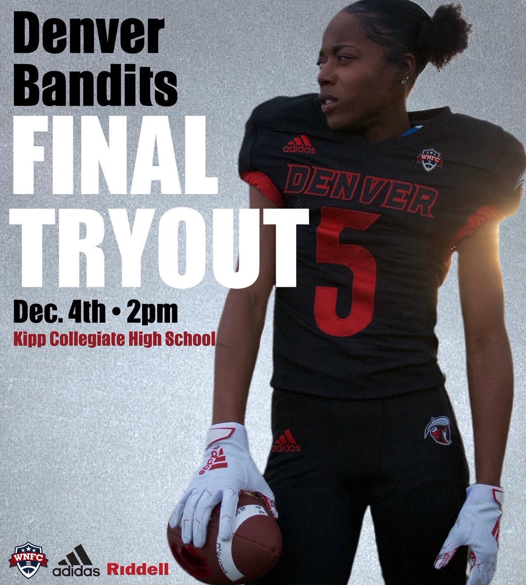 IT’S TRYOUT WEEK! 

See you on the field this Saturday 😤🔥🏈

Kipp Collegiate High
451 S Tejon st. 
2pm

#wnfcproud #wnfc #stepyourgameup #maskon #beaboutit #adidas #riddell