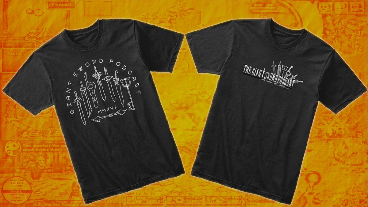 GiantSwordCast's tweet photo. What?! We have merch for sale? We sure do! Go to https://t.co/UEYKlFxDnx to check out what we have! We have two designs at the moment. One by the awesome @BKopps  and the other is the GSP Logo. Maybe more on the way?? https://t.co/moVhOE7AGf