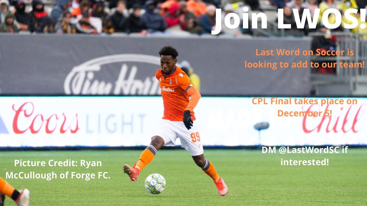 bashirra's tweet image. The #CanPLFinal between #ForgeFC and #ForTheIsle will take place at #TimHortonsField on December 5. 

If one wants sports writing experience with the #CanPL? Then contact @LastWordSC or @bashirra.

#CavsFC #YorkUnitedFC #TogetherFromAways #FCEd #ForValour #AtléticoOttawa
