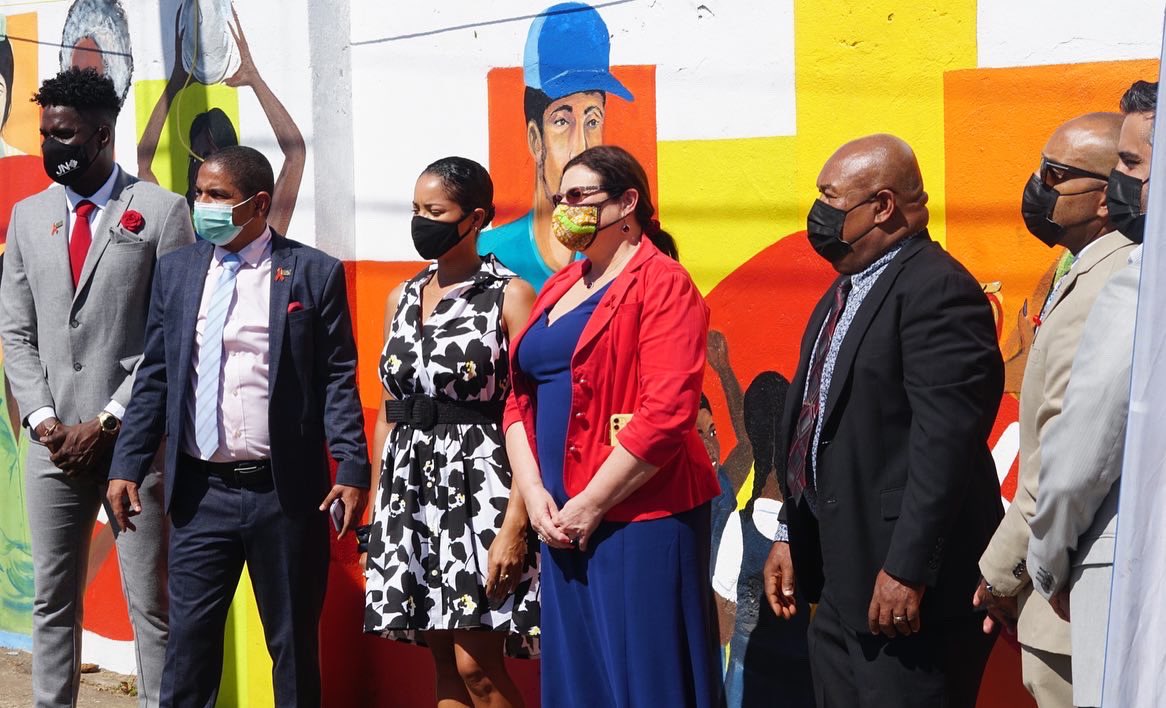 kgninred's tweet photo. Today we unveiled the mural on Pechon Street, Downtown Kingston in commemoration of #WorldAIDSDay2021. 

Artist: Makeida Beckford https://t.co/o14CWuETfX