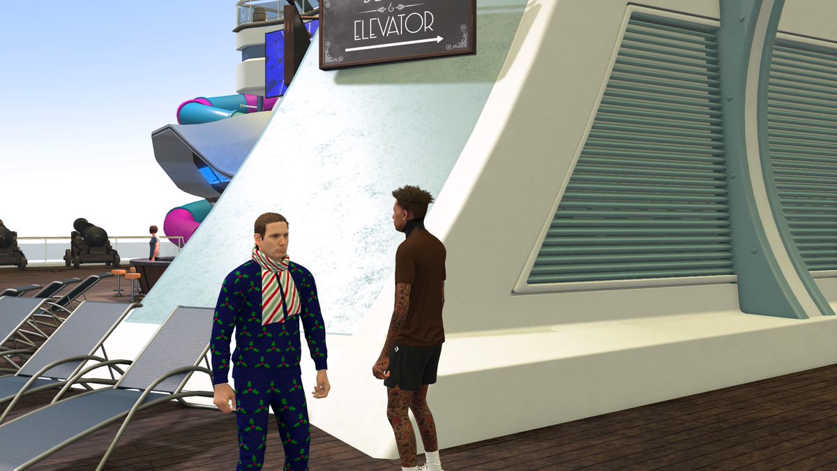 2Kreports_'s tweet photo. How is the NPC already wearing Christmas clothes??? @NBA2K @BADGEPLUG #NBA2K22 https://t.co/g70vZnwHI8