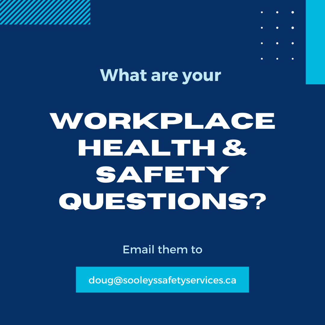 s_sooley's tweet photo. Safety in the workplace is my passion. If you have a workplace health & safety question, I would love to hear from you.
Please email your question(s) to me at doug@sooleyssafetyservices.ca and I would be happy to answer.
#sooleyssafetyservices #preventnotreact #workplacesafety https://t.co/kcGsSzH38M