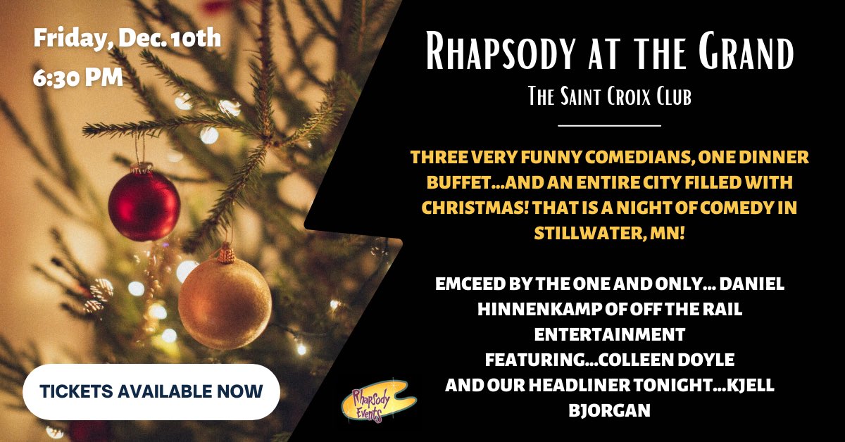 Rhapsody is back at The Grand!
Friday, Dec. 10th

Get your comedy fix with tix here:
eventbrite.com/e/the-st-croix… 

#Stillwater #StillwaterMN #MinnesotaEvents