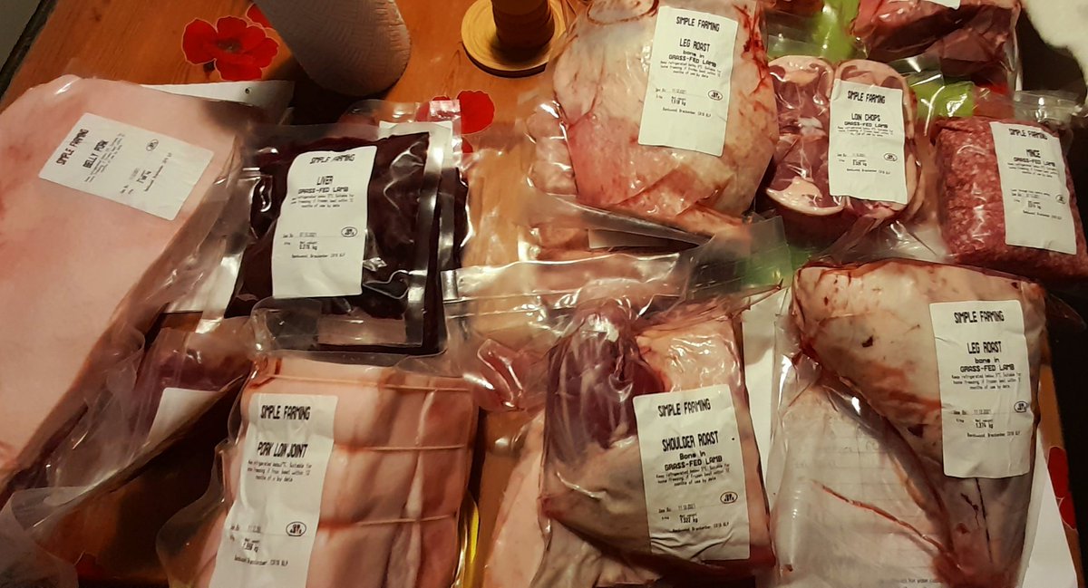 Ivycottagebaker's tweet photo. Grass fed, heritage home reared, butchered today, sorted.
#supportlocal #supportfarmers #britishfarmers #sustainable #ethical #local just collected #lamb #pork @simple_farming #edenvalley #Cumbria https://t.co/RomZBoEmDL