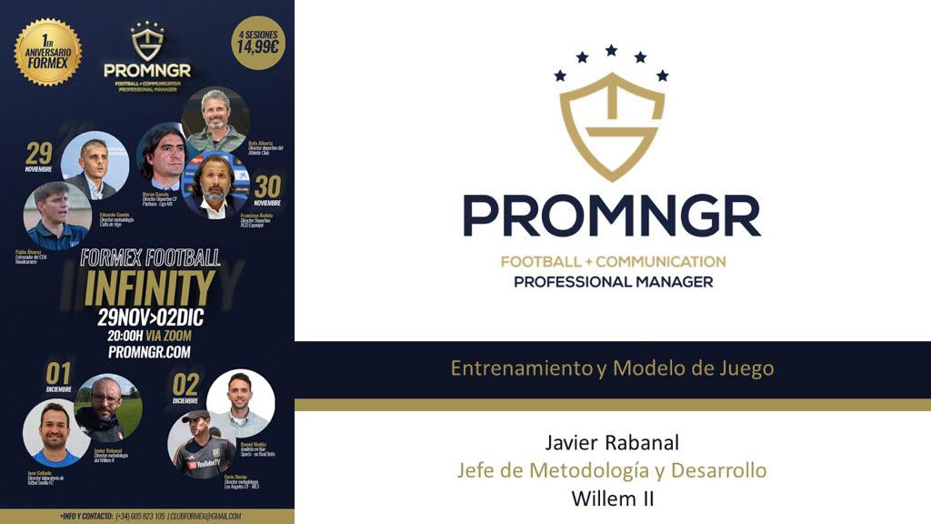 FormexF's tweet photo. ➡️➡️ ¡Ya está con nosotros @Javier_Rabanal !

🤔 ¿Quieres conocer el modelo de juego y su desarrollo en competición de la cantera del @WillemII?

📑Trae contenido de mucho valor 💪🏽

💫 Formex Football Infinity https://t.co/xDzzVjSEfB