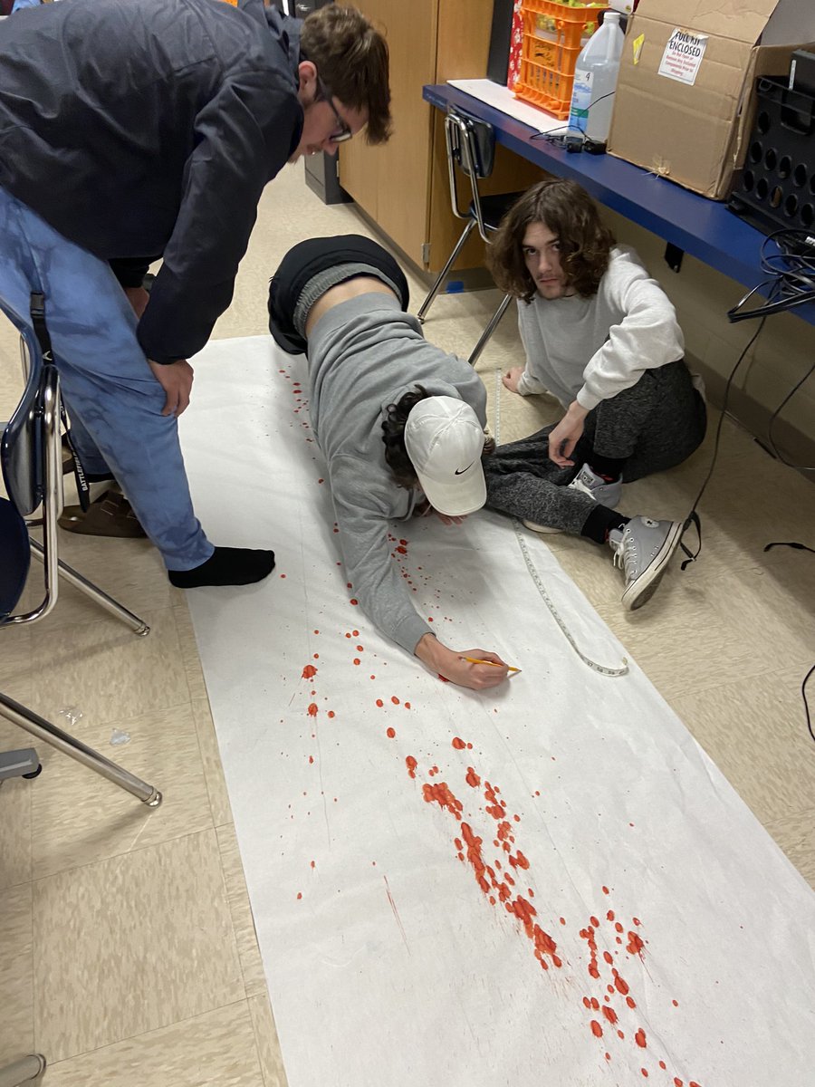 coachC5910's tweet photo. Working on point of convergence and point of origin in blood spatter. #p2bass @SiegelHighStars @CteSiegel https://t.co/3NzftyOwJI