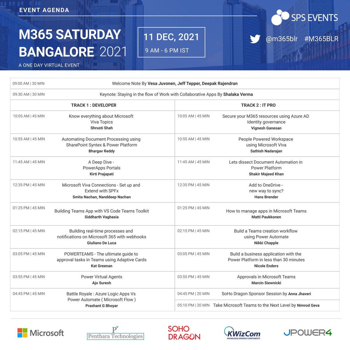 m365blr's tweet photo. Awesome News #M365BLR 2021 Speakers and Sessions were announced! and agenda Published.
Register now: https://t.co/K9V06uowvT #m365blr2021 #India
#microsoftteams #microsoft365 #powerplatform #spfx #SPSBangalore #MVPBuzz #jpower4 #SoHodragon #KWizCom #PentharaGalaxy #spsevents https://t.co/BwdMkDMq9v