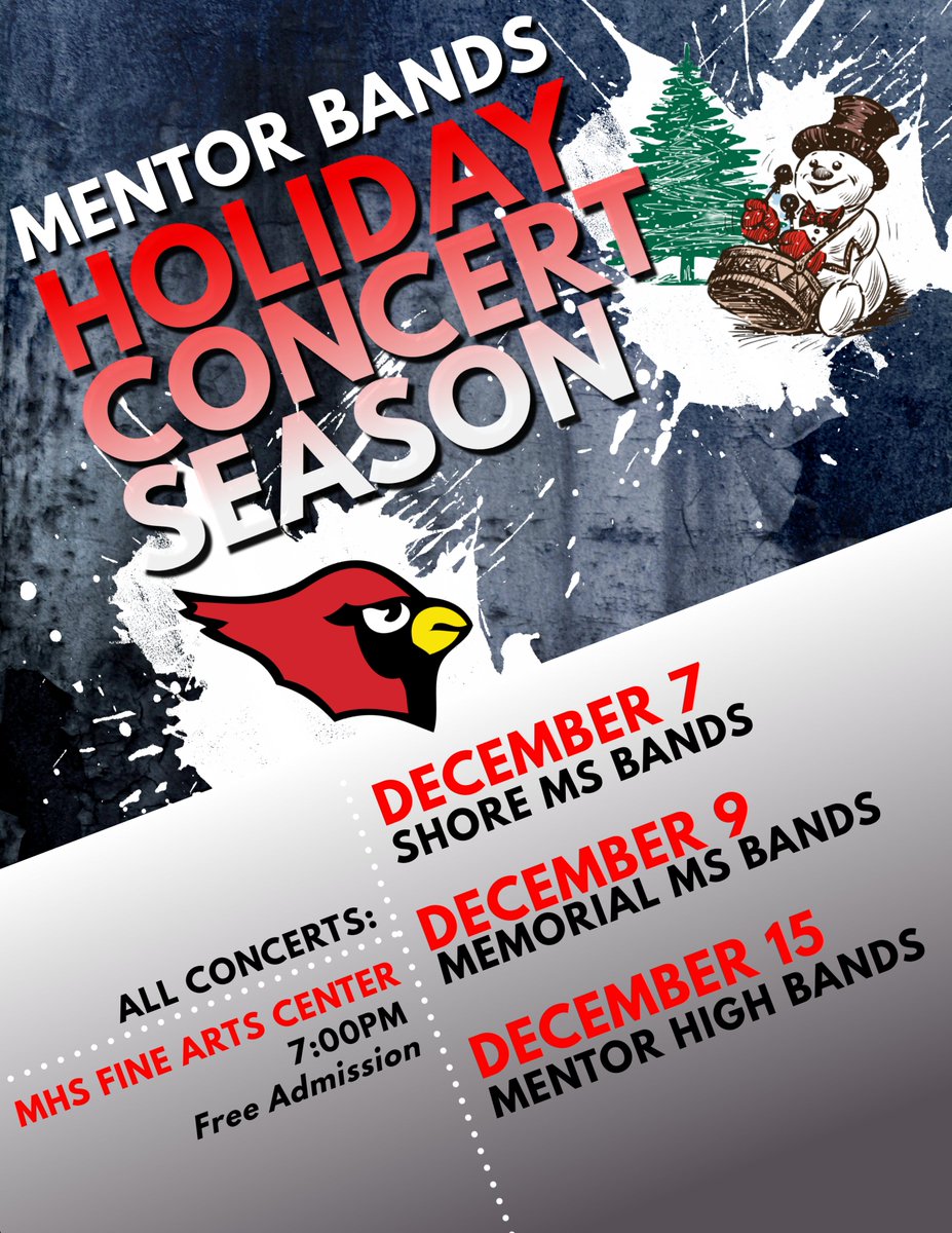 MentorMSBands's tweet photo. Shore: Tuesday the 7th
Memorial: Thursday the 9th
MHS: Wednesday the 15th
You: There https://t.co/xMxNUEk2z8