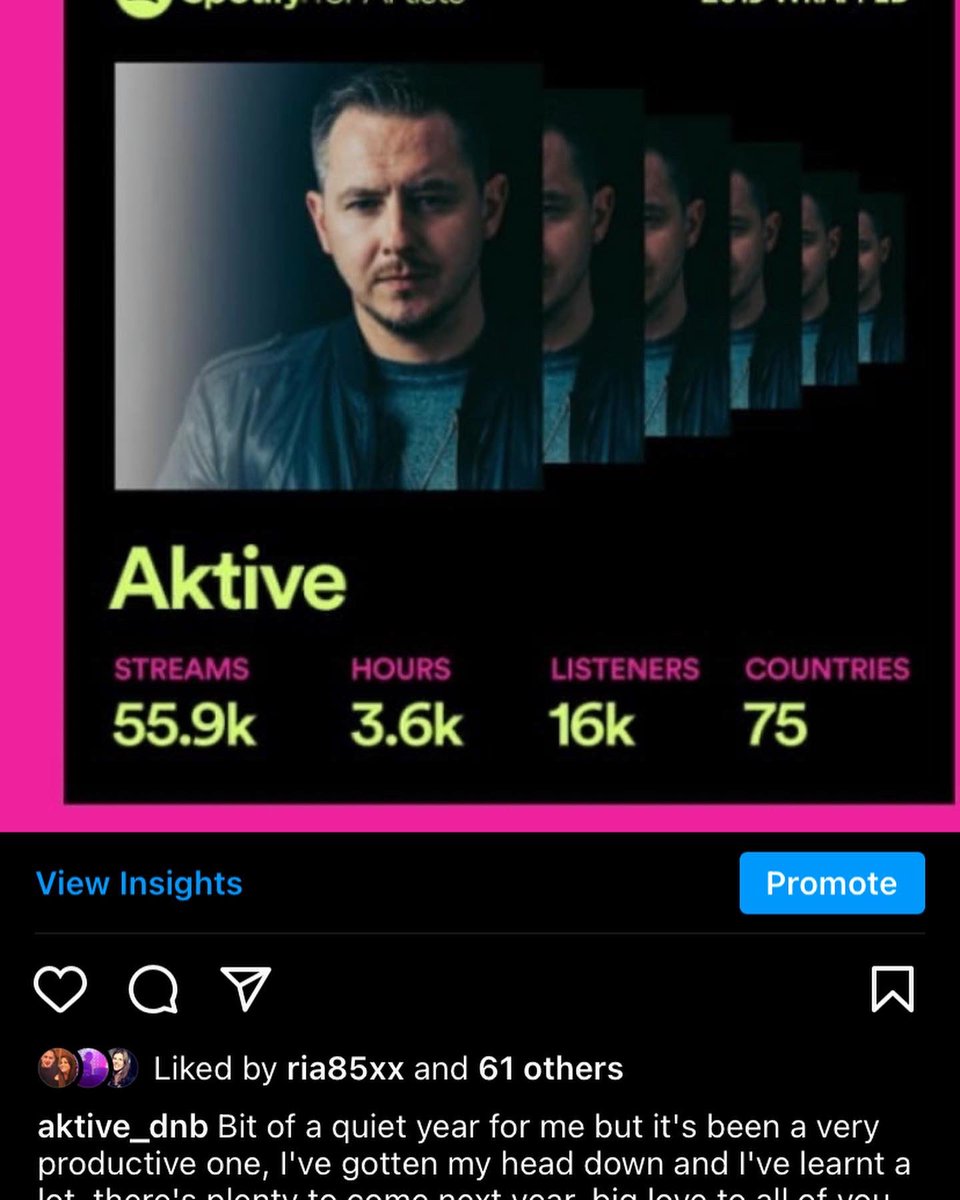 Really happy with my numbers this year, a massive Jump. Much love to all the artists I’ve worked with this year and much love to you lovely streamers and dreamers ❤️🎉🎉 #SpotifyWrapped