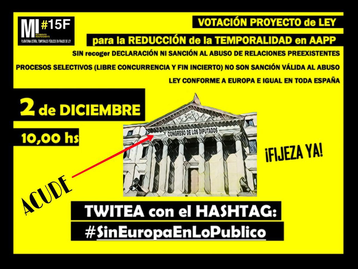 GMi15f's tweet photo. 💥@mjmonteroc @sanchezcastejon @Eselkaos @mllcastellanos @PilarVallugera 2 dic Temporales públic abusados en huelga y concentrándose en congreso
⛔PROCESOS SELECTIVOS RESULTADO INCIERTO NO SON SANCIÓN
➡️LEY IGUAL para TODA ESPAÑA
#NoIcetazo #SinEuropaEnLoPublico @LourdesArastey https://t.co/1Kxw6QzX69