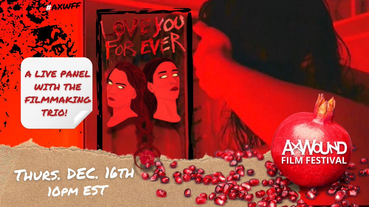AxWoundFilmFest's tweet photo. Check out our special Live Q&A with the filmmaking trio Sepand Mashiahof, Sepehr Mashiahof, and Hana Harada responsible for LOVE YOU FOREVER as they chat, Only Monsters Hide In Closets!
Passes for this & more available for #AXWFF 2021 now: https://t.co/w0qz3K2I7v #AxWoundAtHome https://t.co/DI7hllOOBT