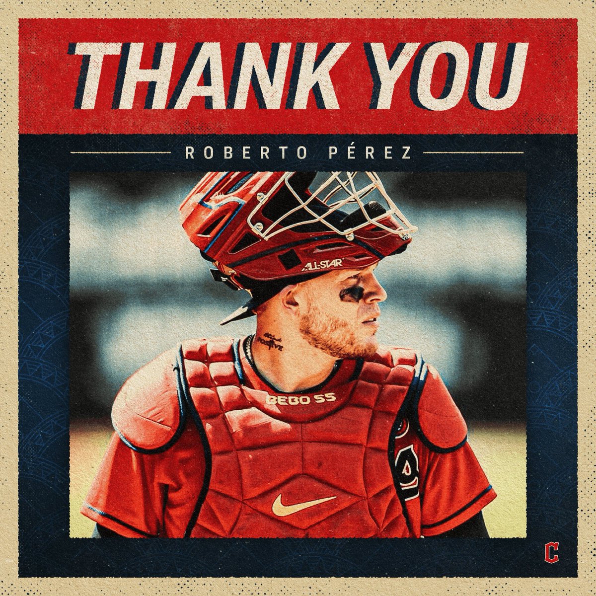 CleGuardians's tweet photo. From a 33rd round pick in 2008 to a 2-time Gold Glove Award winner, Roberto Pérez made his impact on our franchise.

Thank you for all the baserunners caught stealing. Thank you for the memorable pair of homers in the 2016 World Series. Thank you for everything in between, Bebo. https://t.co/LQd2L2mEXA
