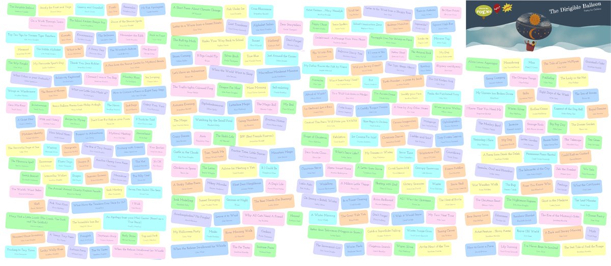 TheDirigible's tweet image. #Schools #Teachers #Edutweet
298 poems 90 poets #FreeToView
Literacy in Education #AutumnTerm 
#DirigibleBalloon @CLPE1