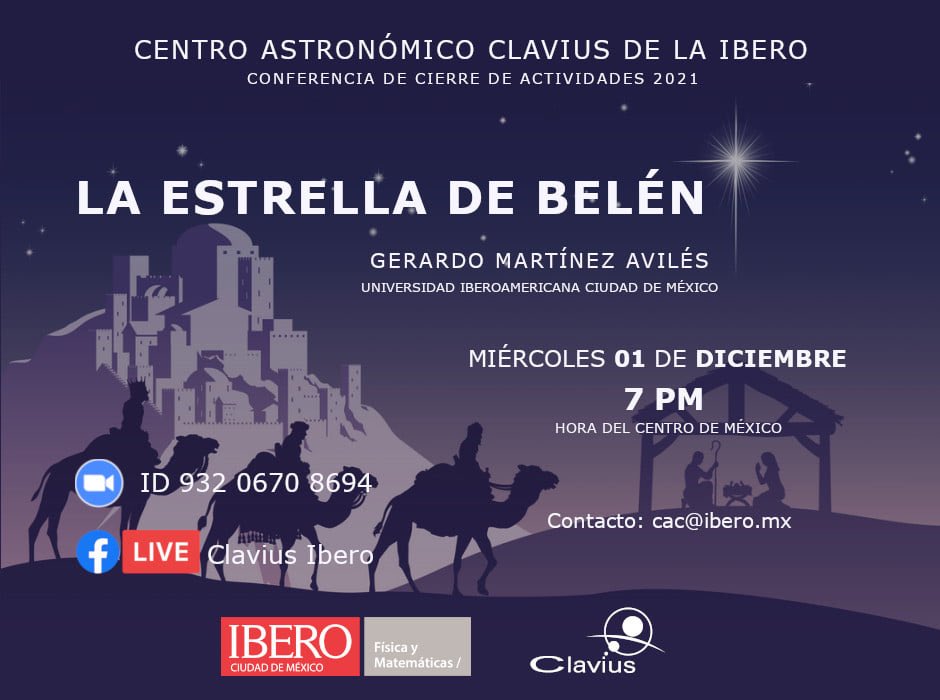tono9530's tweet photo. Después de un año de actividades cerramos como es nuestra costumbre: con la conferencia "La Estrella de Belén". Los esperamos hoy miércoles 1º. de diciembre a las 7 pm.
https://t.co/krfmR69Swm
ID de reunión: 932 0670 8694 https://t.co/oLoYm5kBYT