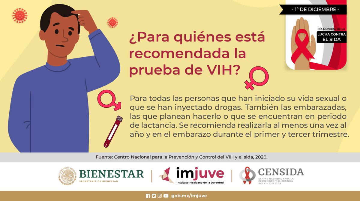 IPJGobPue's tweet photo. Todas las personas que han iniciado su vida sexual o que se han inyectado drogas pueden hacerse la prueba de VIH y se recomienda una vez al año.

#HazteLaPrueba 
#FinAlVIH https://t.co/pXnJdx6DVA
