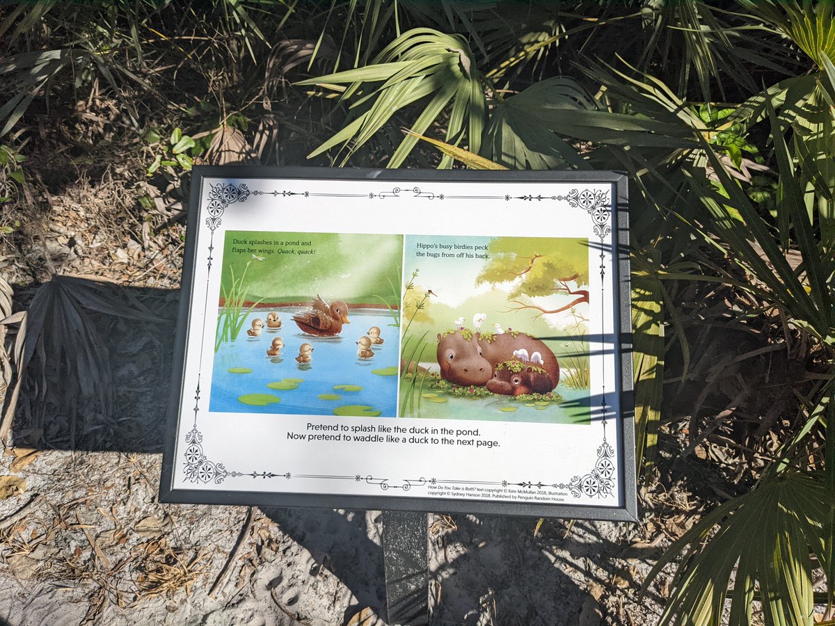 BocaRecreation's tweet photo. The #BocaRaton Public Library has a new StoryWalk book in the Serenoa Glade Preserve at George Snow Park! In “How Do You Take a Bath?” by Kate McMullan, get squeaky clean with elephants, pigs, monkeys, hippos, and more! Get info about our StoryWalks at https://t.co/GT7dT7rBBo. https://t.co/sqTM7S7bhC